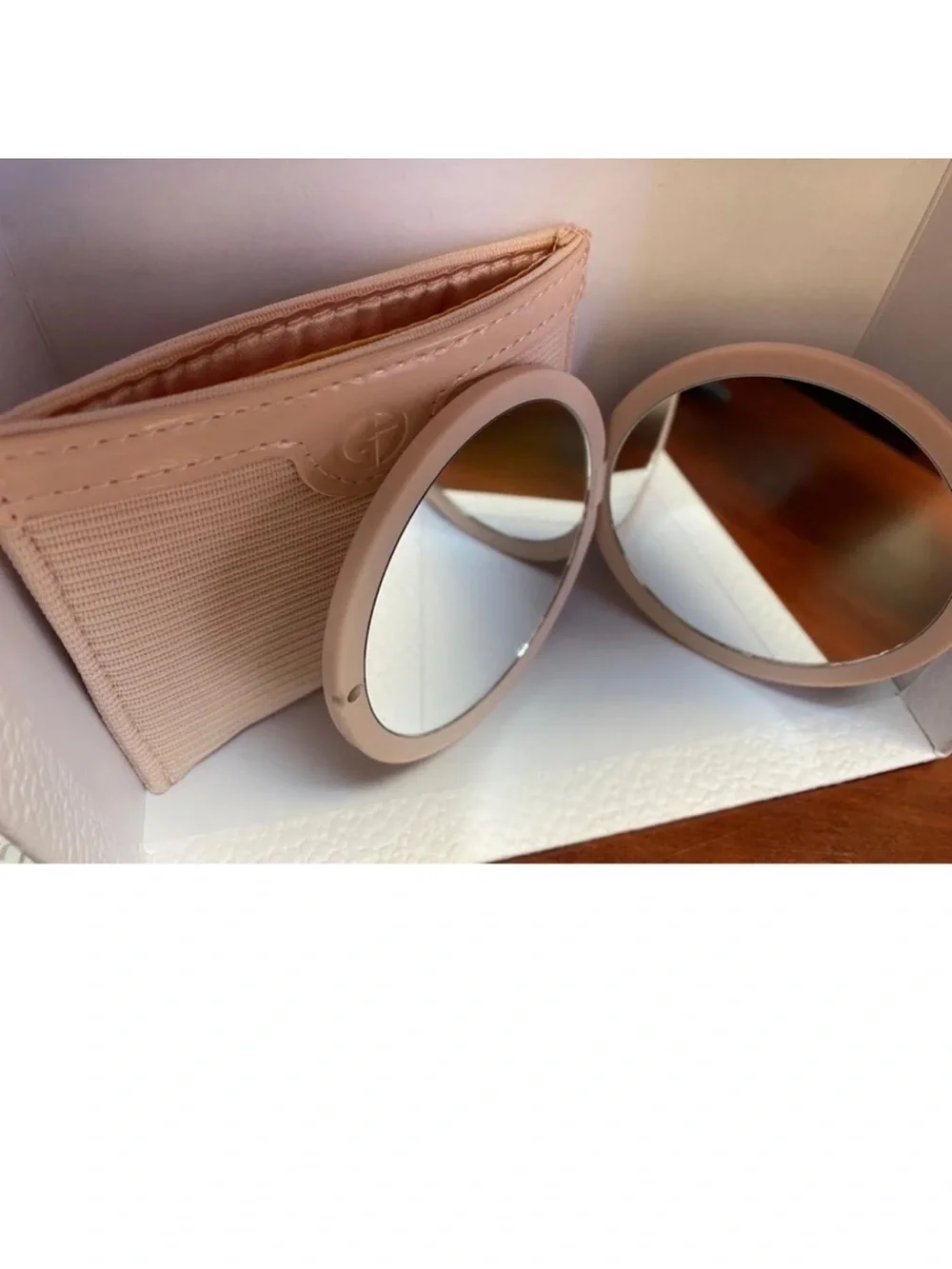 Giorgio Armani Blush Pink Compact and Cardholder Set